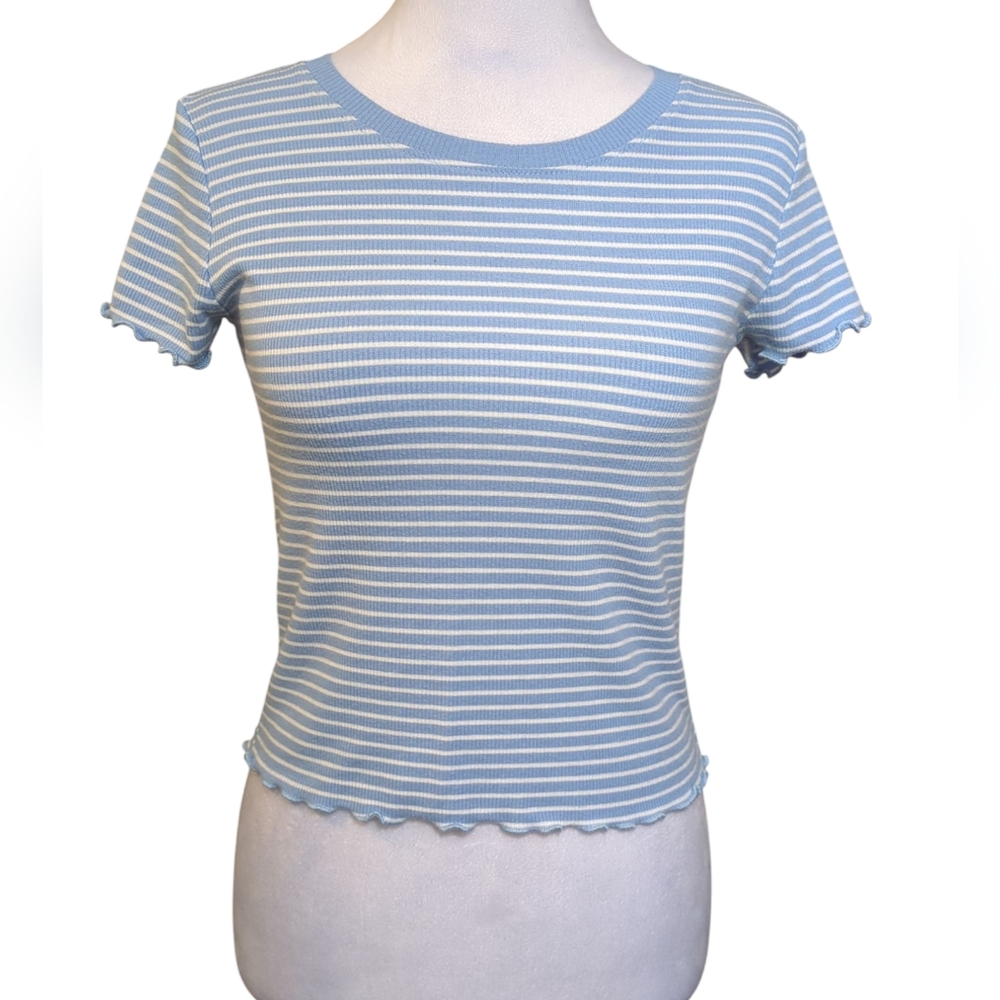 Heart & Hips Striped Blue Women's Top Size M Color Blue/White